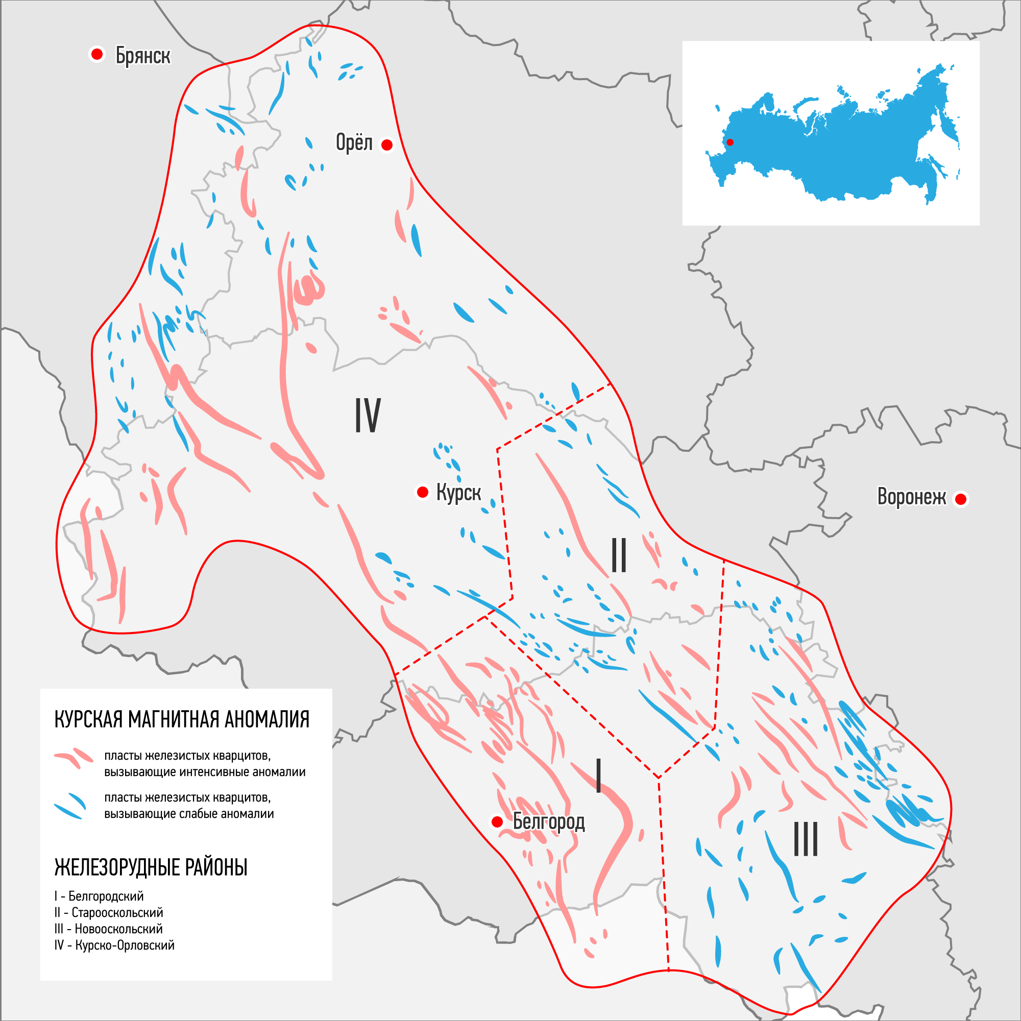 Курская магнитная аномалия на карте